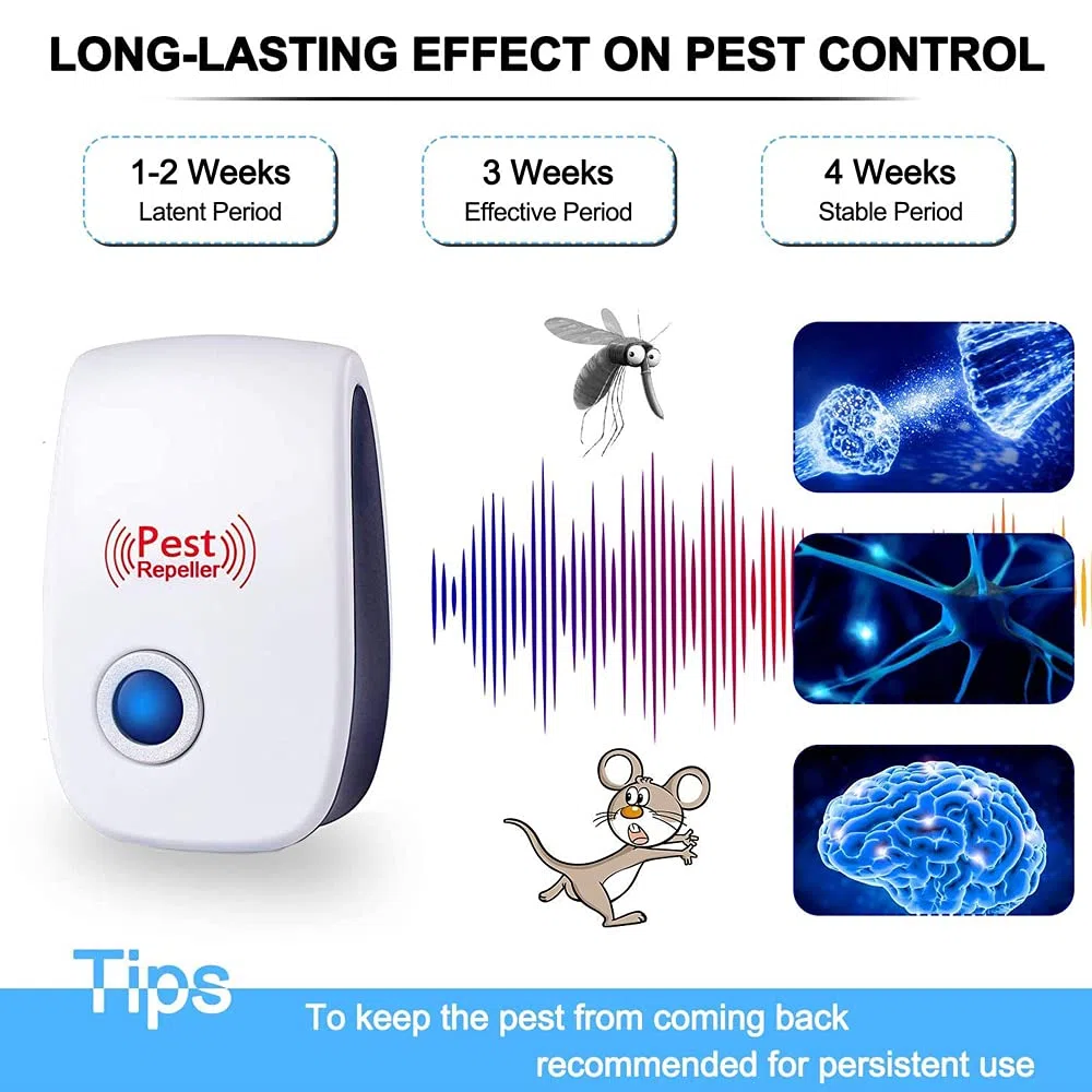 6 Piezas Repelente Ultrasónico de Plagas, Electrónico Repelente Mosquitos Insectos Control de Plagas,Repelente Ultrasónico Ratas para Moscas, Mosquitos, Ratones,Cucarachas, Arañas, Hormigas,Insectos