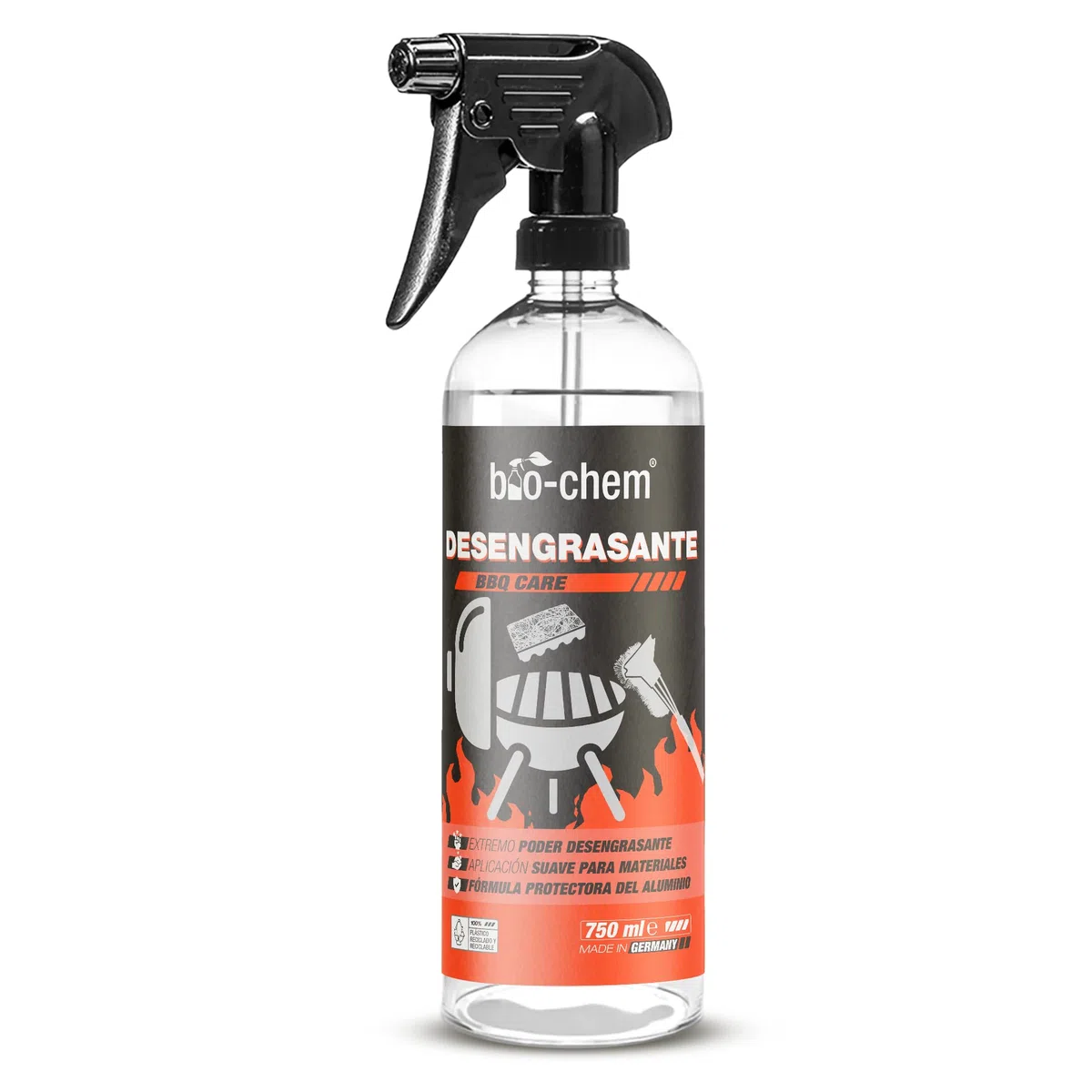 Bio-Chem - Limpiador para barbacoas 750ml - Spray para barbacoas Listo para Usar,iIdeal para el Verano - Limpiador desengrasante para Parrillas de Barbacoa