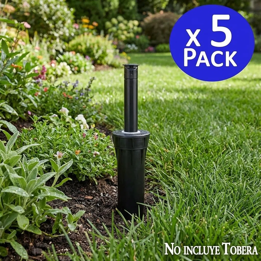 Pack 5 Aspersor de Riego Hunter Pro Spray-04, Altura de Elevación 10 cm - Difusor de Riego PROS-04 - Riego de Jardin - No Incluye Tobera