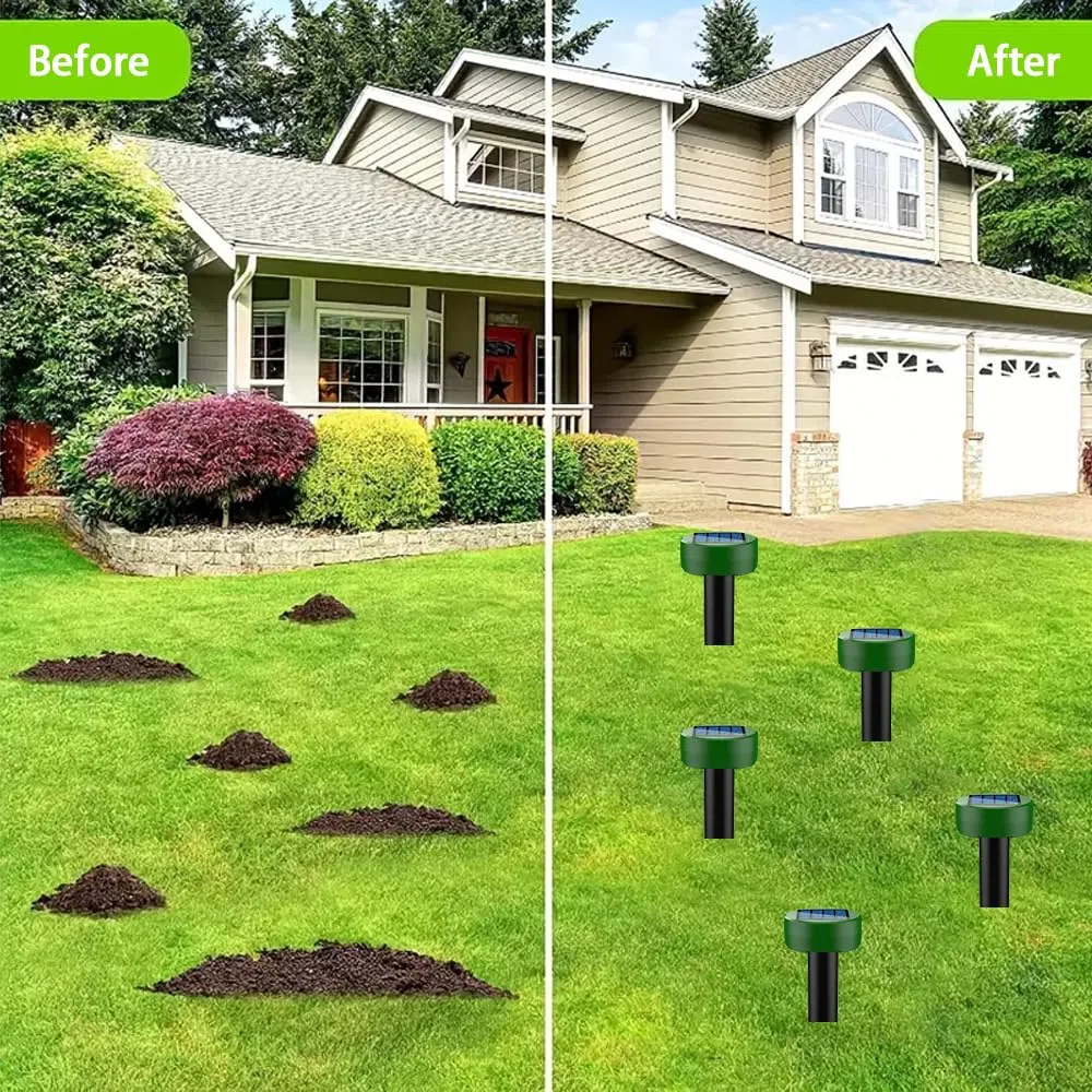 4X Ahuyentador de Topos,Ahuyentador de Ratas,Repelente Ultrasónico de Ratones,Repelente Solar De,Impermeable Repelente de Topo Solar para Jardin y Cámping,Anti Topos, Serpientes - Circular