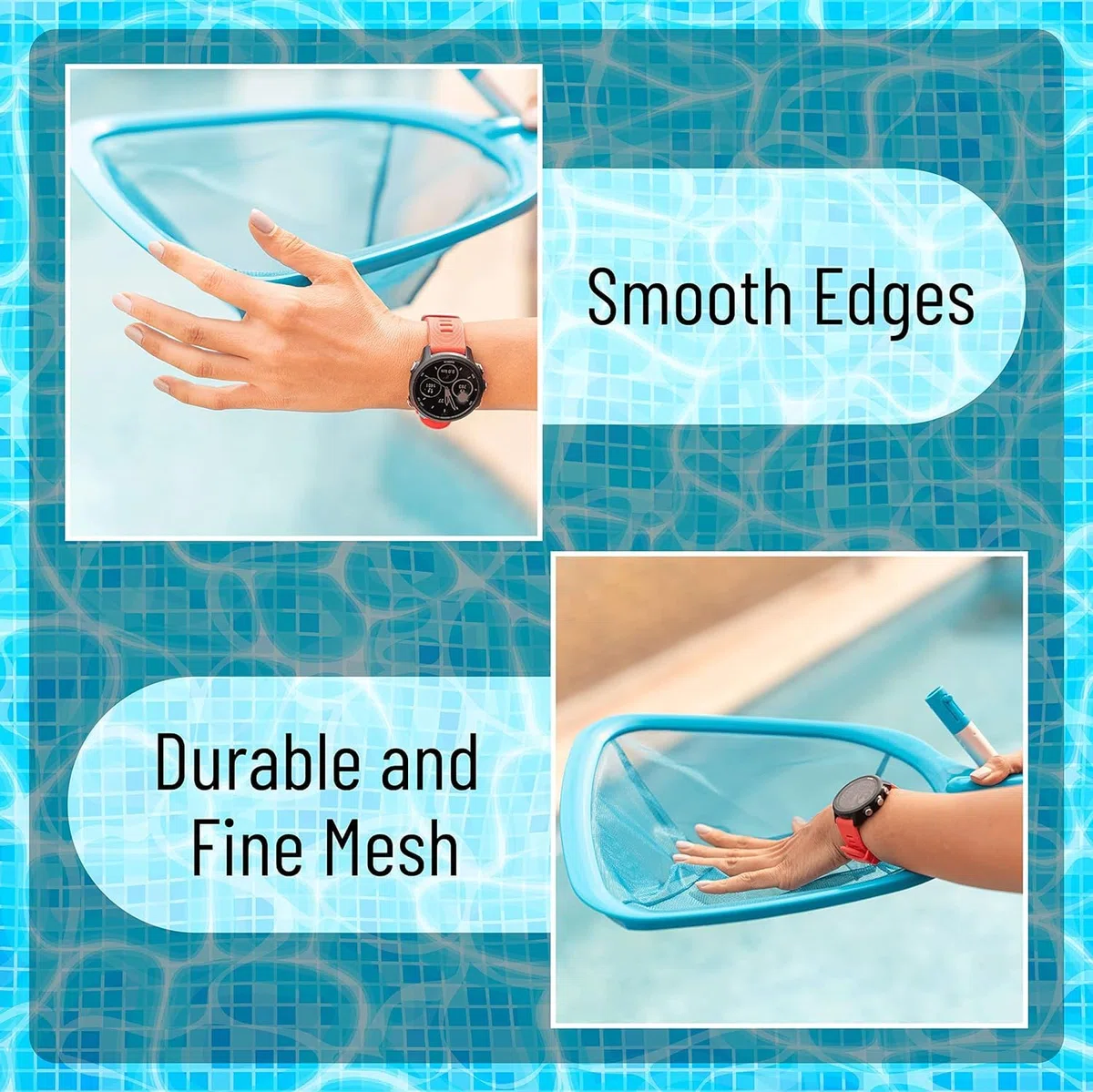 KAHEIGN 150CM Red de Espumadera para Piscina con Polo, Red de Limpieza de Hojas para Piscinas Skimmer de Malla Fina con 4 Aluminio Postes para Limpiar Jardín Estanque Fuente Tinas SPA Pecera (Verde)