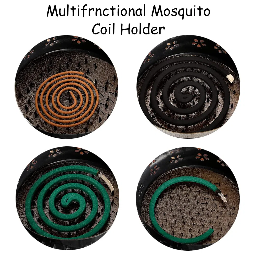Porta Incienso Antimosquitos,Portable Mosquito Coil Holder,Mosquito Coil Holder,Porta Incienso Espiral,Quemador Incienso Caja,Soporte Incienso Metal (Schwarz)