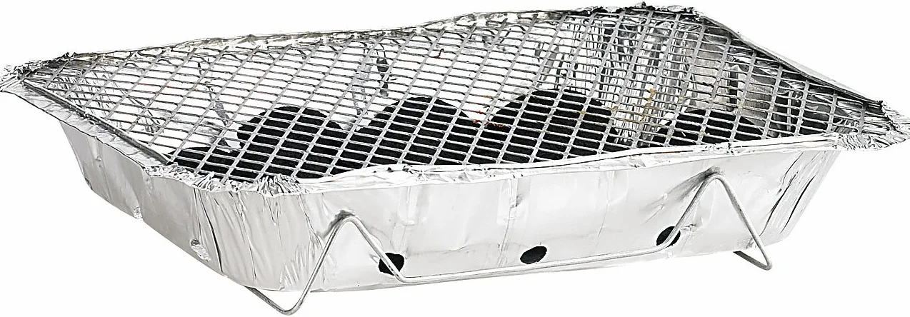 Infactory – Barbacoa individual desechable paquete de 2 unidades, carbón y encendedor