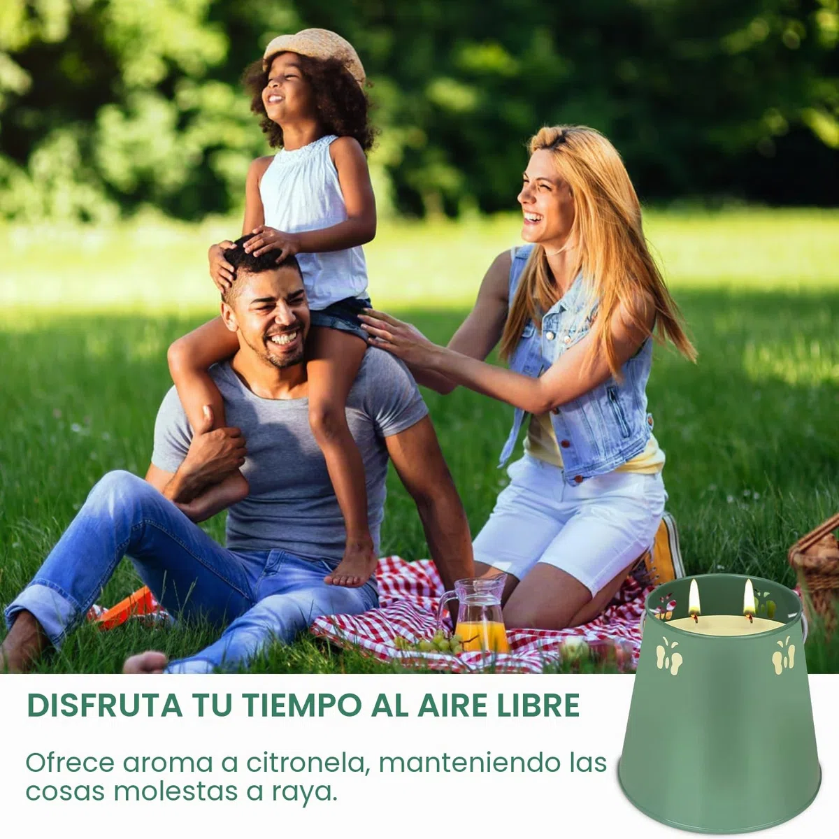 2 velas grandes de citronela, 2 mechas, 2 mechas, con asas, cera de soja, para jardín, camping, terraza, barbacoa o tarde de verano