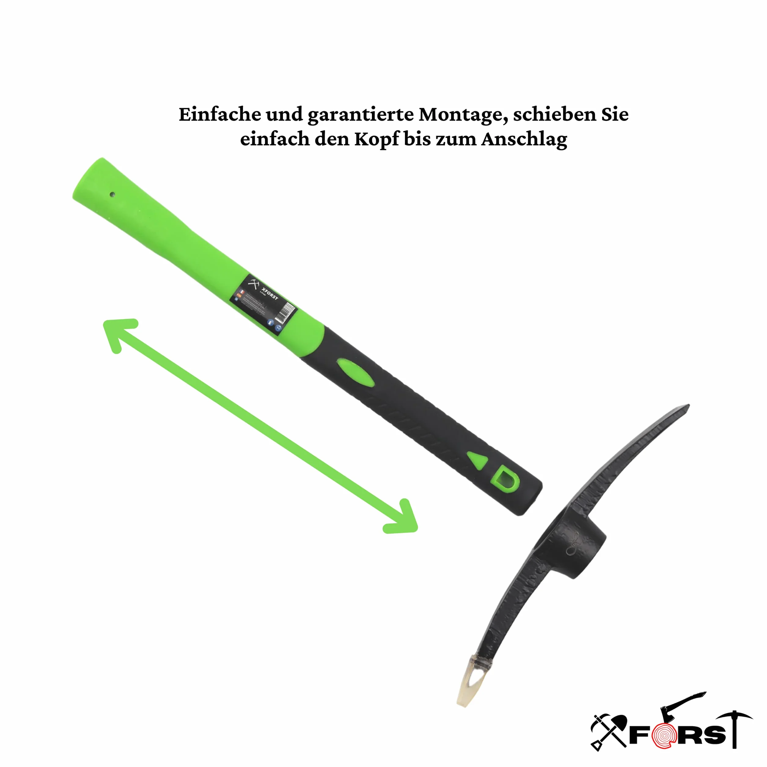 Alcotana Xforst X-PF400 con Mango de Fibra de Vidrio y Cabezal de Acero Forjado. Ideal para jardinería, albanileria, construccion, Campo y Jardin
