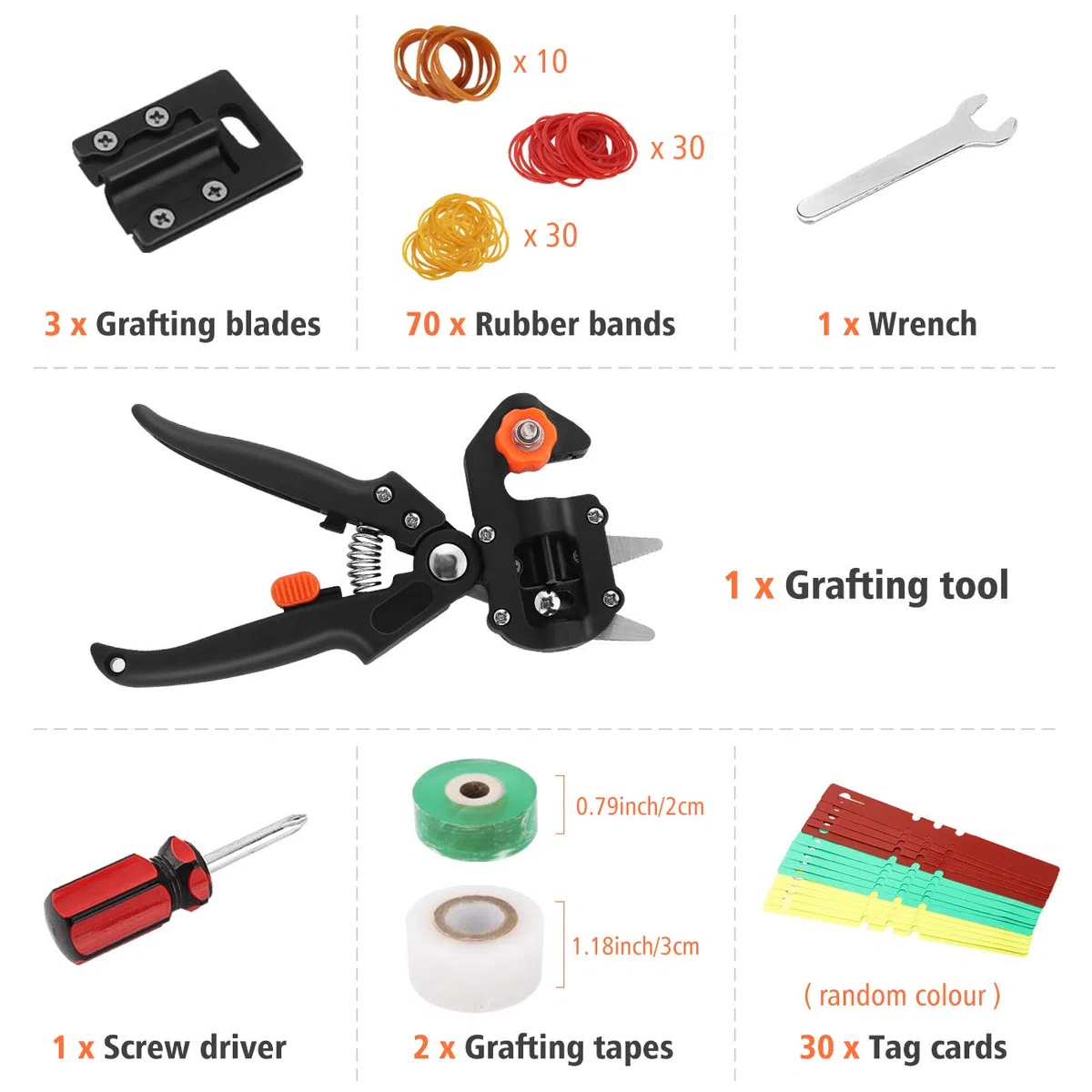 Housolution Tijera de Injertos Profesional 2 en 1, Kit de Herramientas de Injerto y Poda con 3 Cuchillas de Injerto Corte V/U/Ω y Cinta de Injerto para Planta Árboles Frutales Ramas Jardinería, Negro