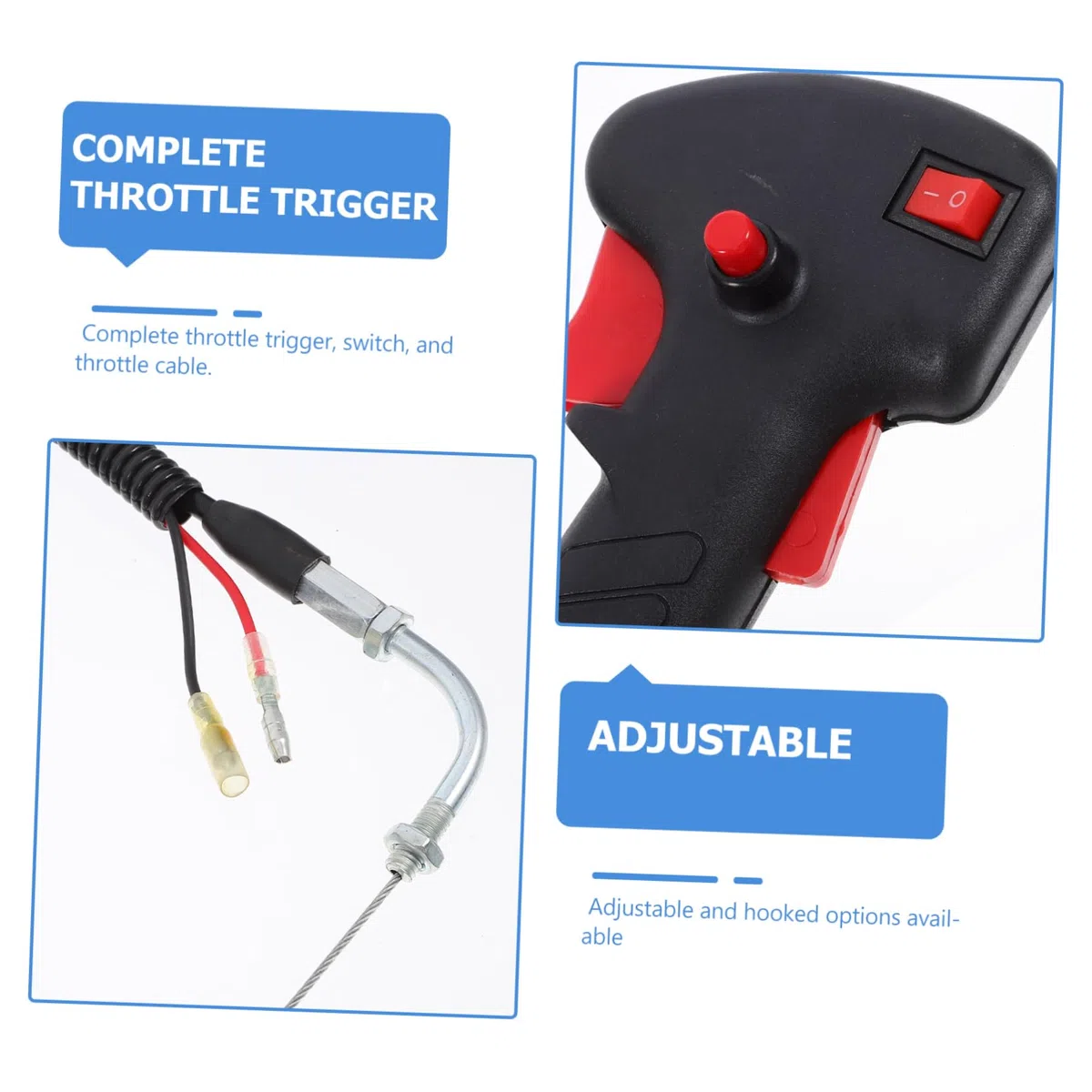 Mango De Recortadora De Césped Ergonómico para Desbrozadora 43cc-52cc, Empuñadura Derecha Ajustable con Interruptor y Cable, Accesorios Prácticos para Jardín y Mantenimiento del Césped
