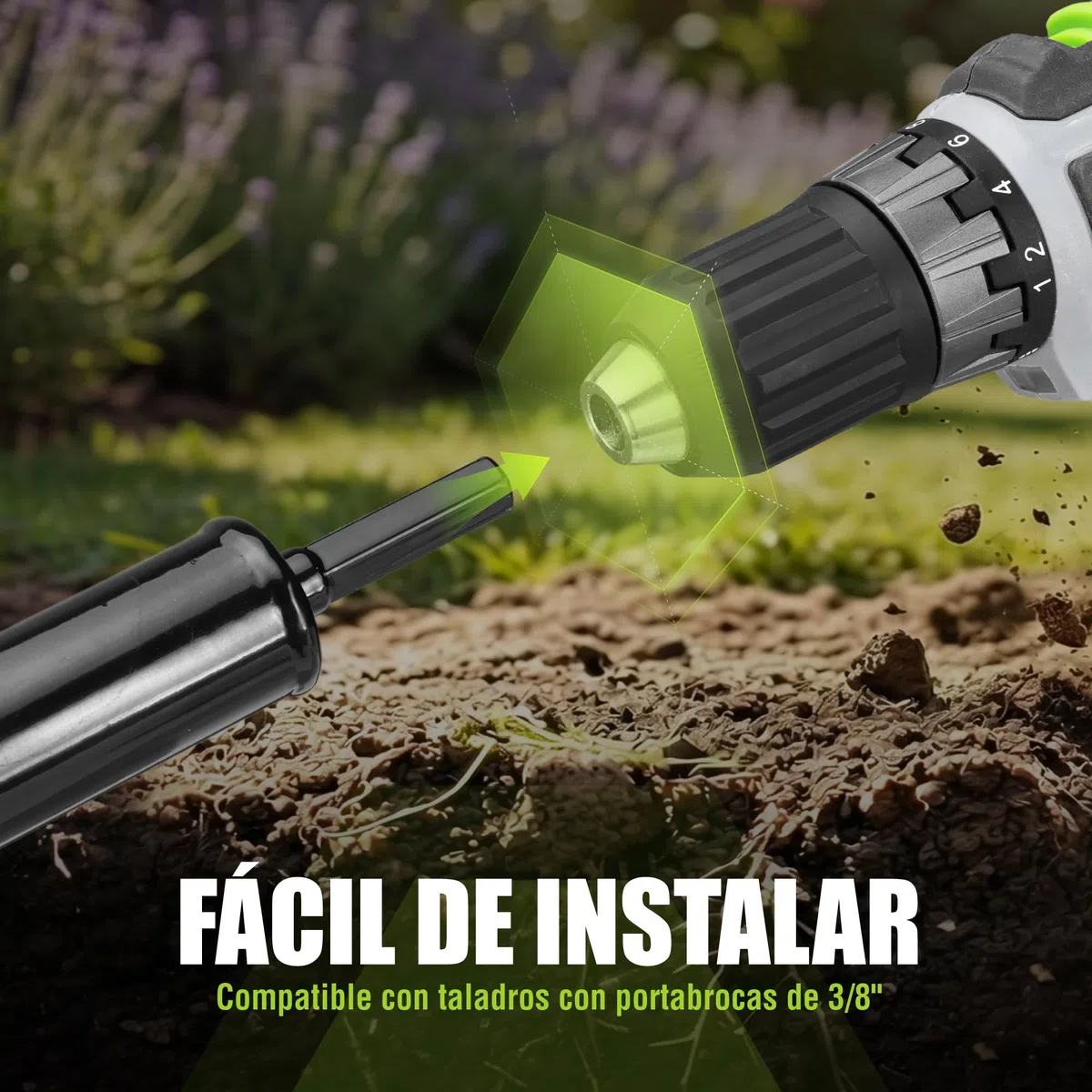 WORKPRO 2-Piezas Broca Espiral de Jardín para Taladro, Excavadora de Suelo tipo Barrena, Ideal para Plantar, 8 x 30 cm & 4 x 22 cm