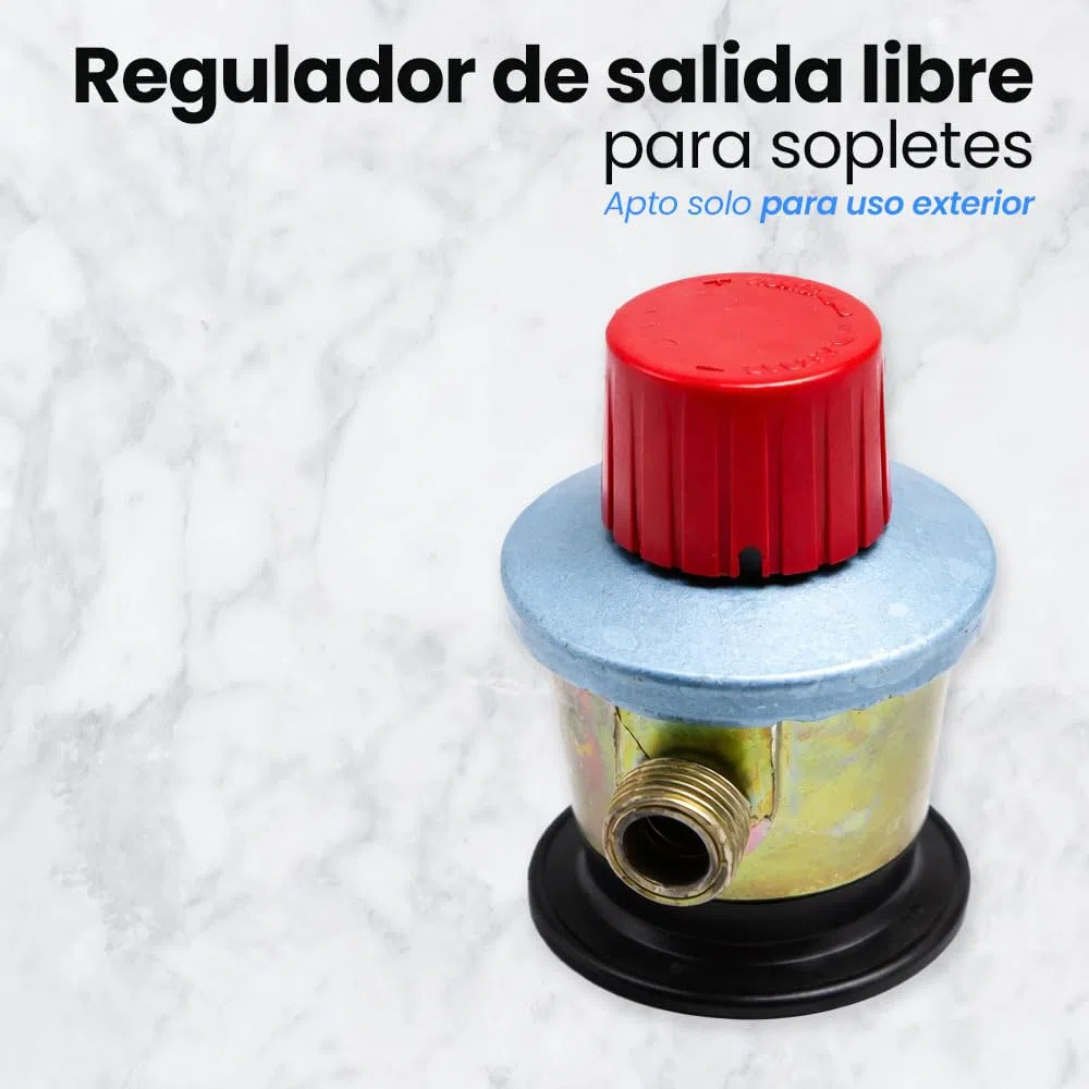 ELMA Regulador de Gas Salida Libre para Sopletes, Soldadores y Quemadores | Conexión Rápida a Bombona | Válvula Antiretorno | Solo Uso Exterior