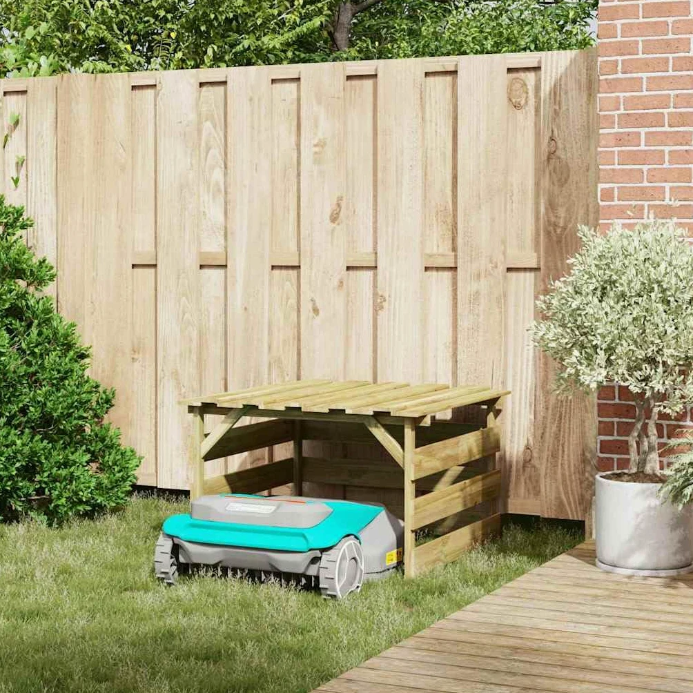 Cortacésped garaje de madera de pino impregnada marrón, 84 x 80 x 56 cm, cobertizo de jardín, cobertizo de jardín, resistente a la intemperie, para almacenamiento y almacenamiento en