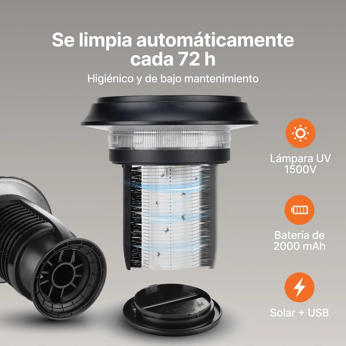 RAPIZZ Lampara Antimosquitos Electrico I Solar & Enchufable I Resistente lluvia & Batería Li-Ion I Mata Mosquitos Para Exterior & Interior Mosquito Killer Light Mata Mosquitos Electrico Lámpara Moscas