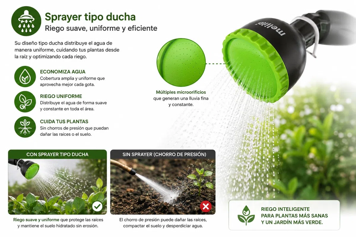 Lanza de riego Meliflor extensible (hasta 1,5 metros), con gatillo y válvula de ajuste para el paso del agua
