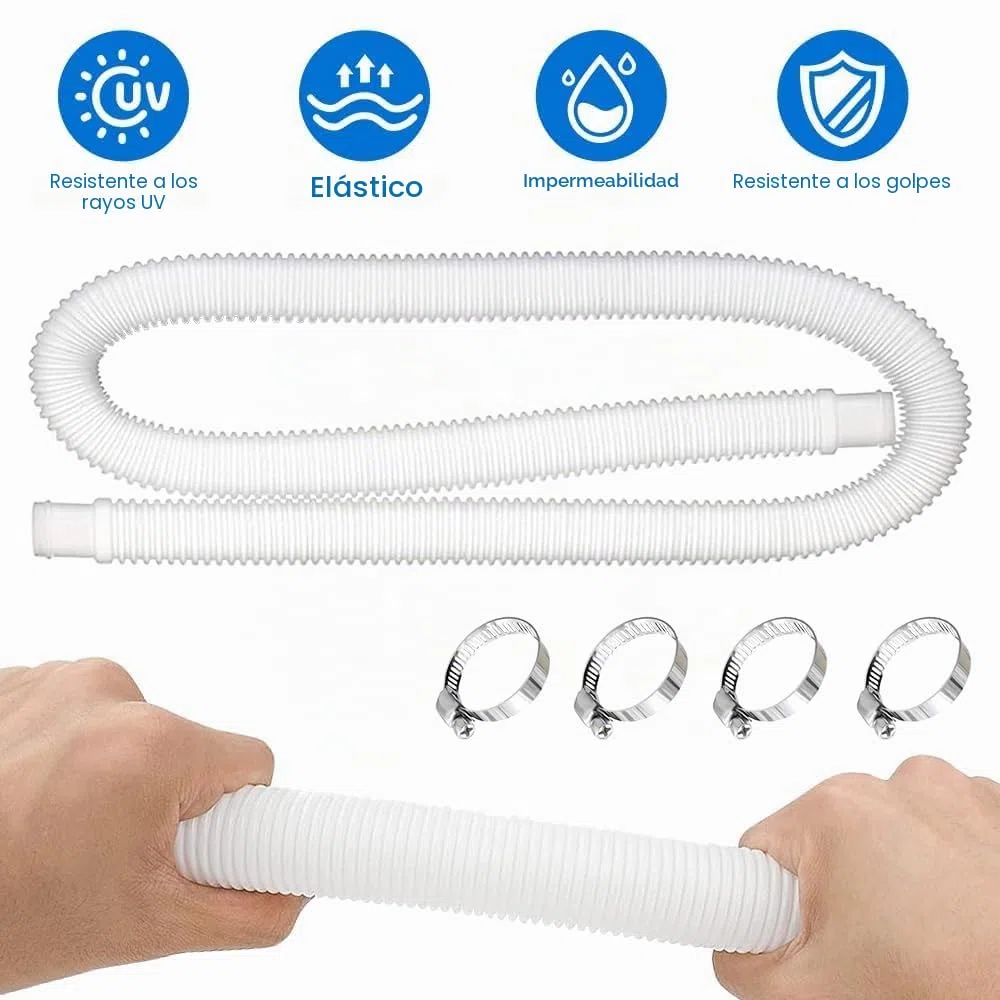 Manguera Piscina 32mm, 2 Piezas 1m Manguera de Repuesto para Piscina Depuradora con 4 Morsetti in Metallo Manguera de Recambio de Filtro Tubo para Piscinas Elevadas