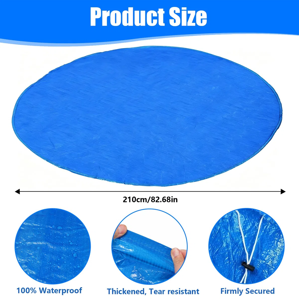 Cobertor Piscina Redonda, Cubierta de Piscina Redonda, Lona Cubre Piscina per Verano y Invierno, Fundas para Piscinas Plegable, Funda Piscina, UV-Resistente, Resistente al Agua al Polvo