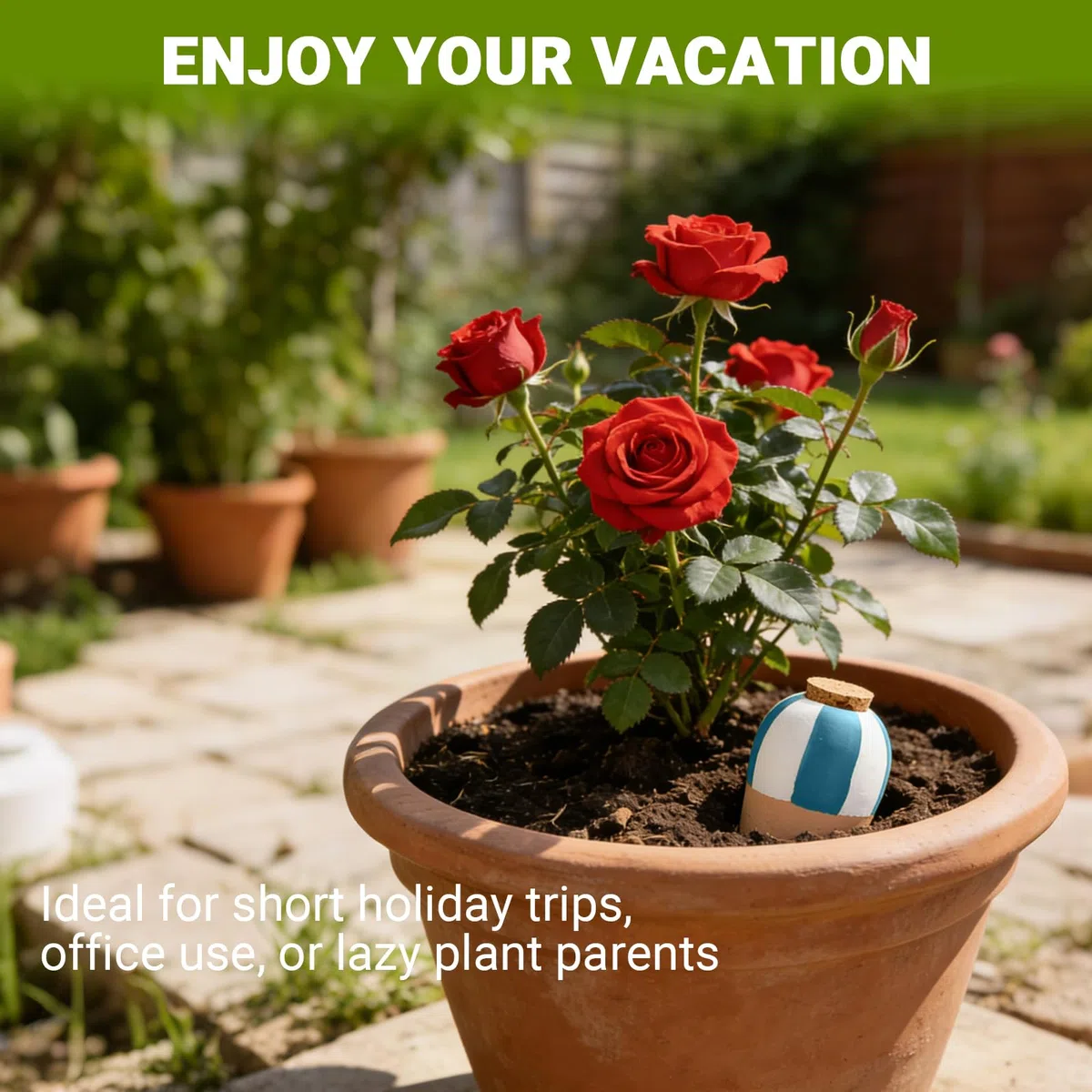 RoseFlower Bolas de Riego de Terracota, Riego de Arcilla, estacas de autorriego para Plantas, riego Plantas Vacaciones para Plantas de Interior y Exterior, hogar y Oficina