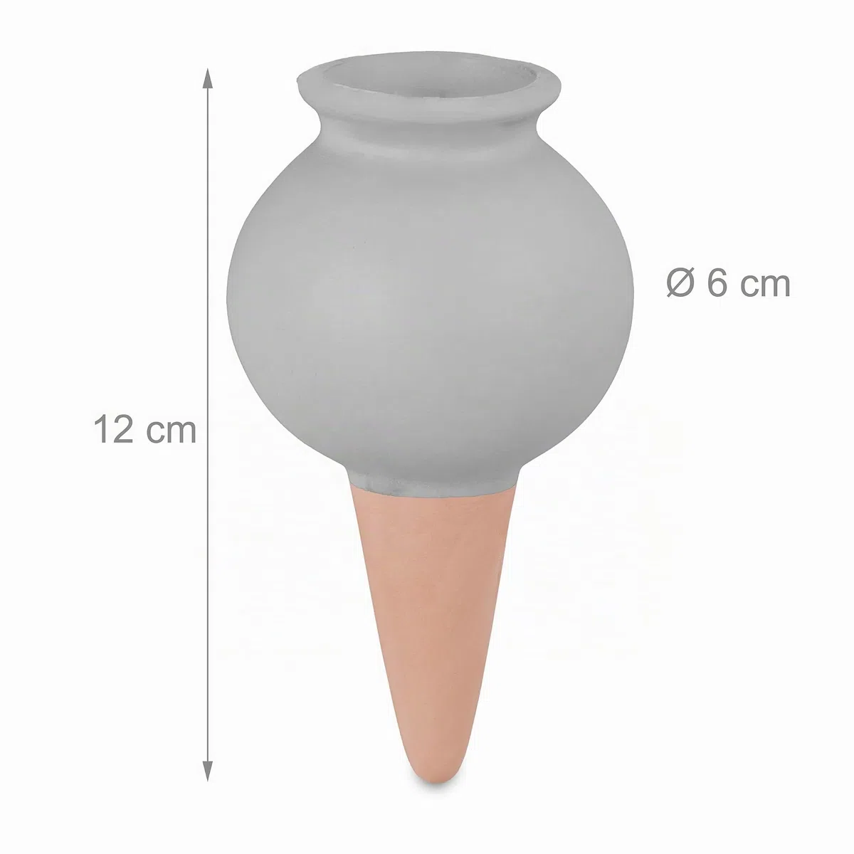Relaxdays 4 Picos Riego Plantas Interior y Exterior Diseño Vasija Arcilla, Globo Autorriego Flores 100ml, Gris/Terracota
