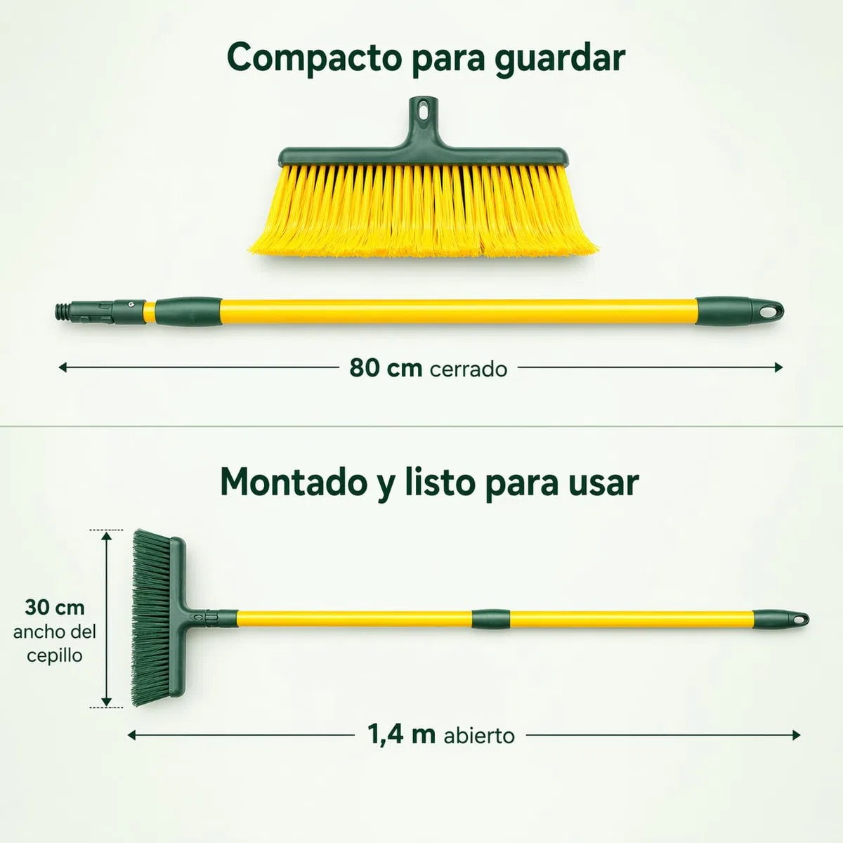Cepillo para Césped Artificial con Mango Desmontable por Click – Cepillo Manual para Peinar, Limpiar y Levantar Fibras del Césped Sintético