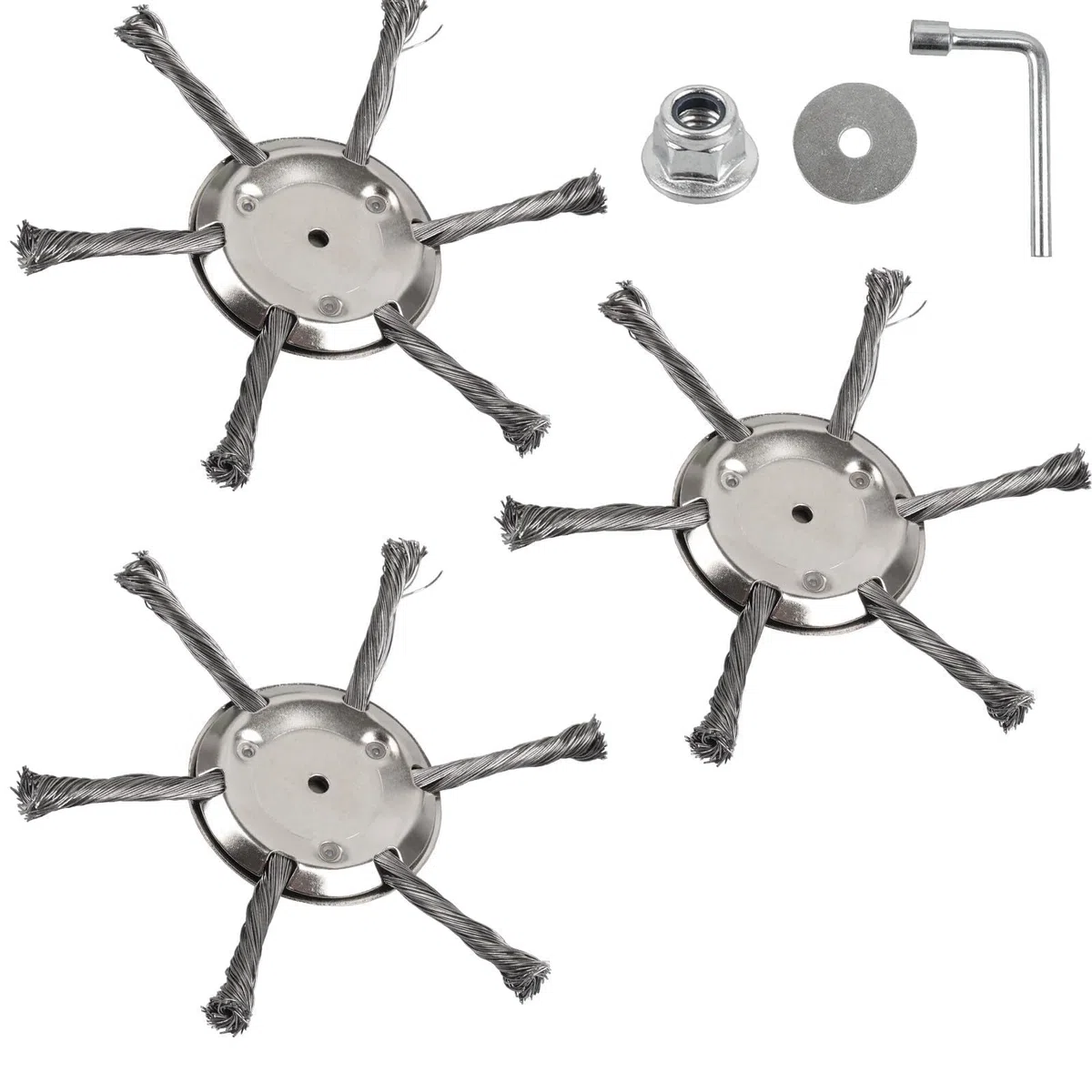 3 Piezas Cabezal Desbrozadora, Cuchilla Desbrozadora de Alambre de Carbón 6 Cuchillas, Accesorios Desbrozadora Adaptable a Desbrozadoras Eléctricas Pequeñas de Batería con Herramientas de In