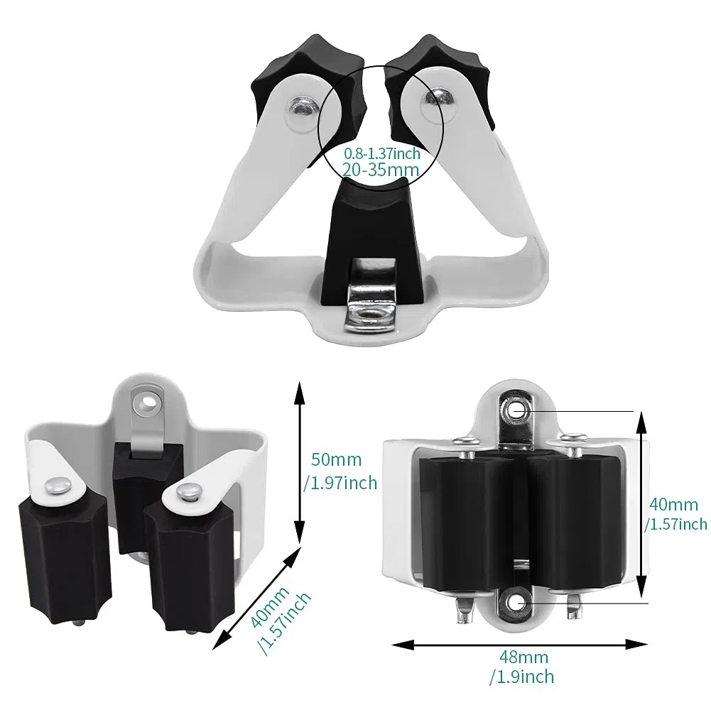 3-H Cuelga Escobas Pared 20 Piezas, Soporte Escobas Pared Acero Inoxidable Colgador Escobas y Fregonas 0,7MM Espesor Antideslizante, 5KG Soporte, Tornillos Incluidos para Cocina,Baño,Garaje,Jardín