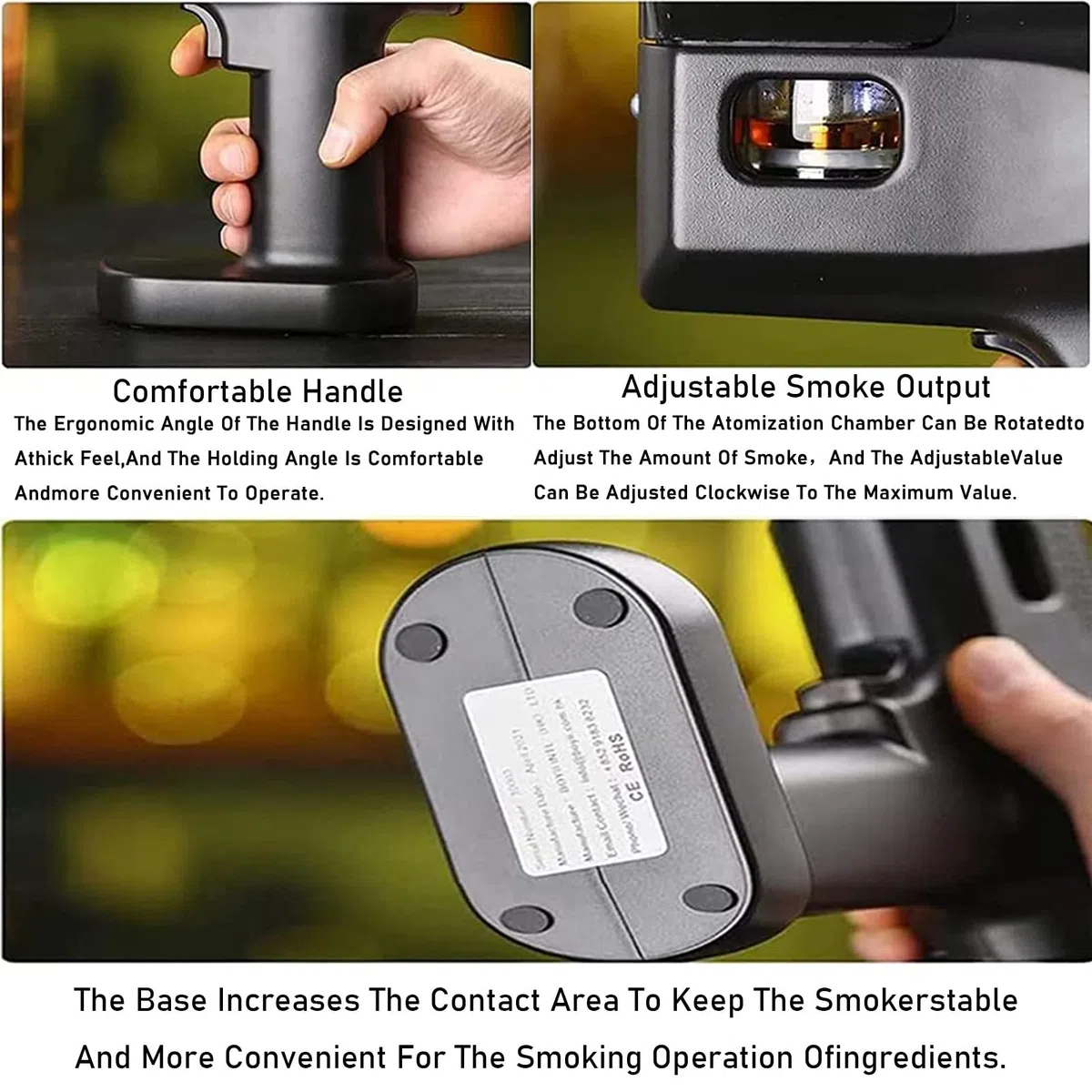 RayGenius Introductor De Humo, Pistola Ahumadora Premium, Mini Horno Ahumador, Pistola Ahumadora, Generador EléCtrico PortáTil De Humo FríO para Comida, CóCteles, Carne, Bebidas, Filetes