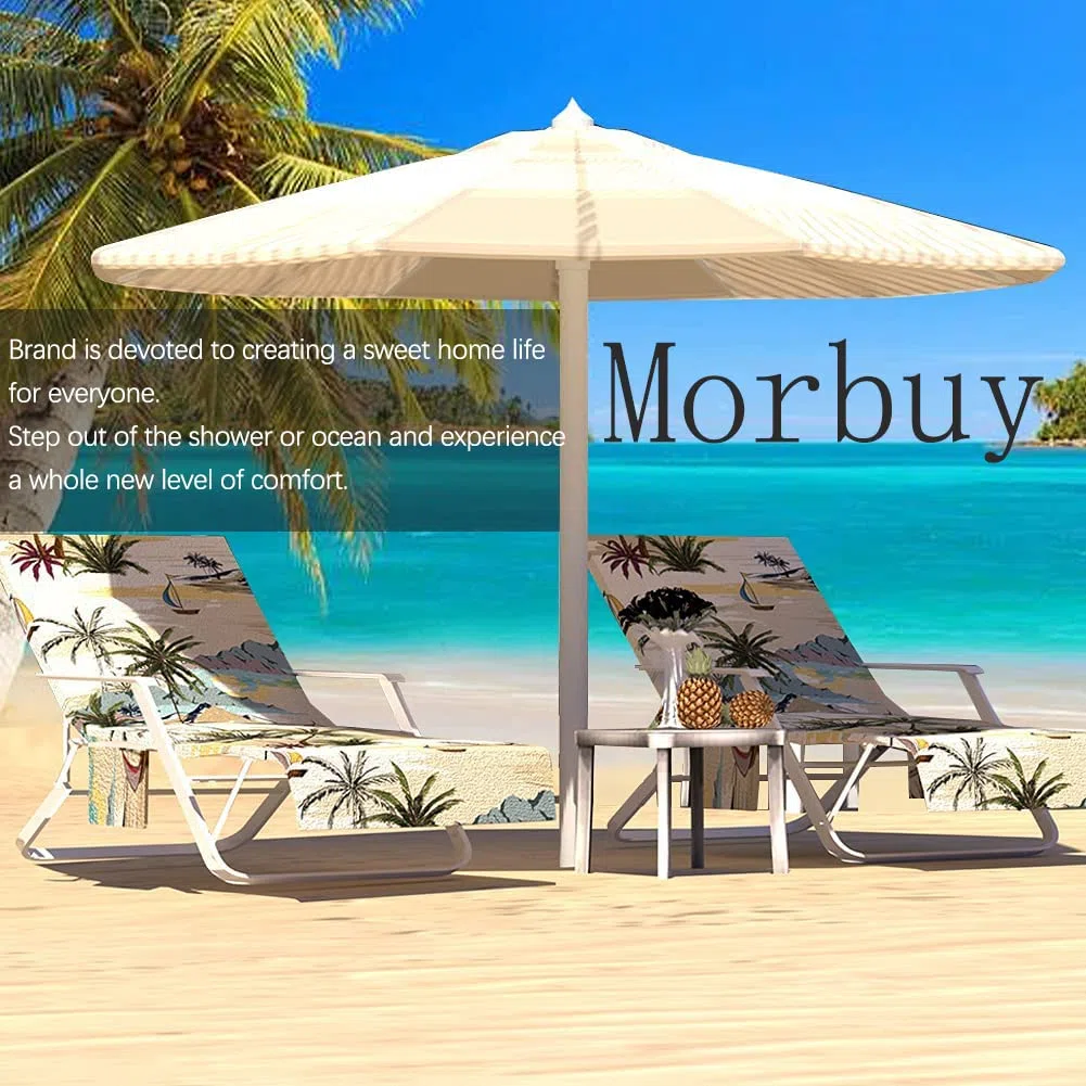 Morbuy Funda para Tumbonas, Toallas para Tumbonas de Playa a Rayas, Funda para Silla de Microfibra con Bolsillos, para Tumbonas de Jardín, Piscina, Patio, Tomar El Sol (Negro,73x210cm)