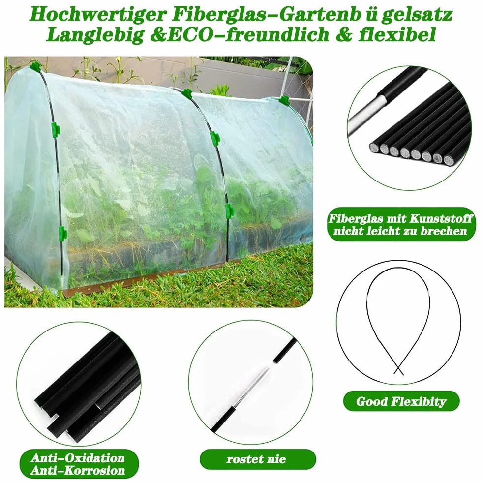 Anyingkai GardenAros De Invernadero,Garden Tunnel,Túnel Invernadero De Plastico,Aros De Soporte De Jardin,Túnel para Plantas,Aros De Invernadero para Cultivar Túneles (50PCS)