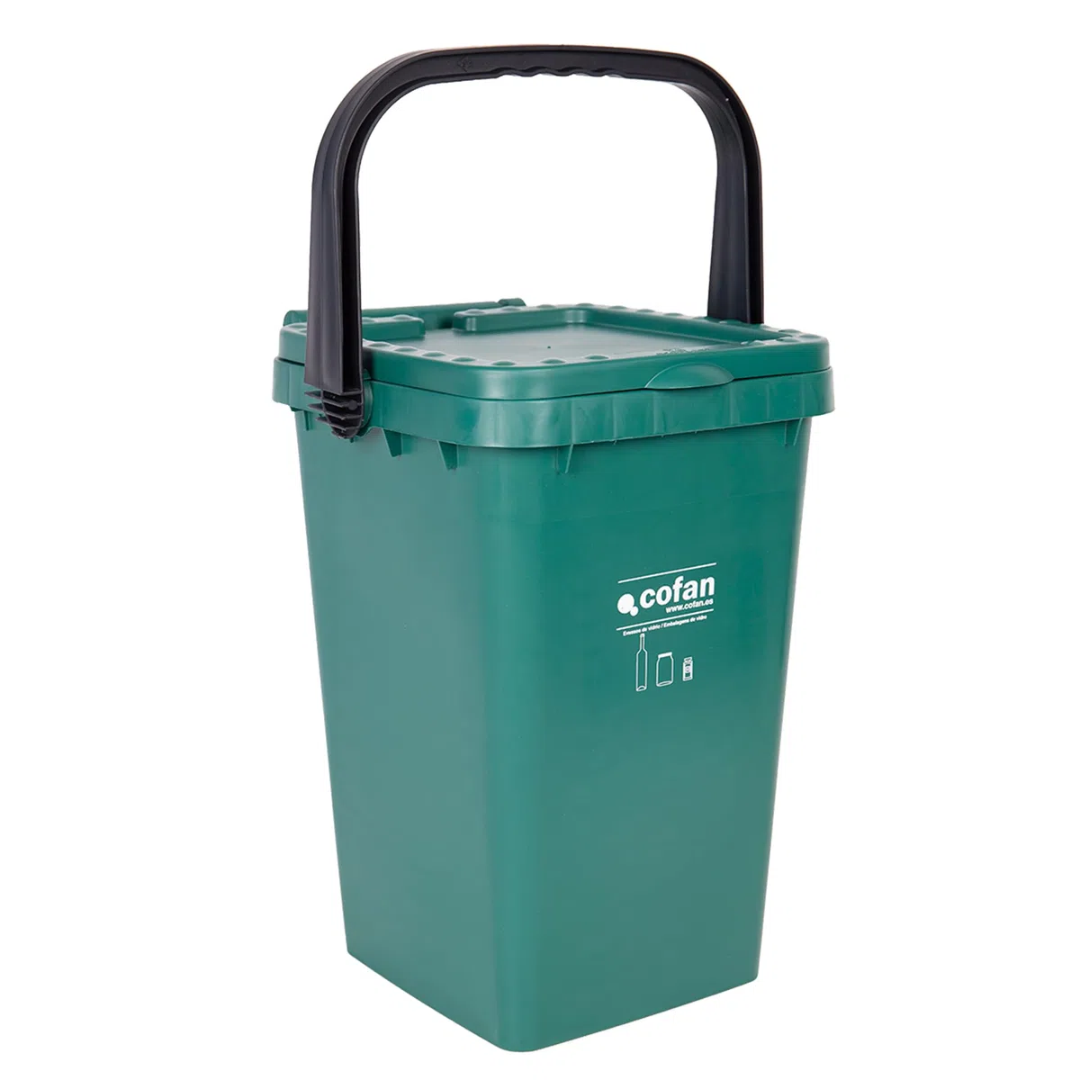 Cofan Contenedor Verde | Para Vidrio | Modelo Zirconio | Capacidad 25 L