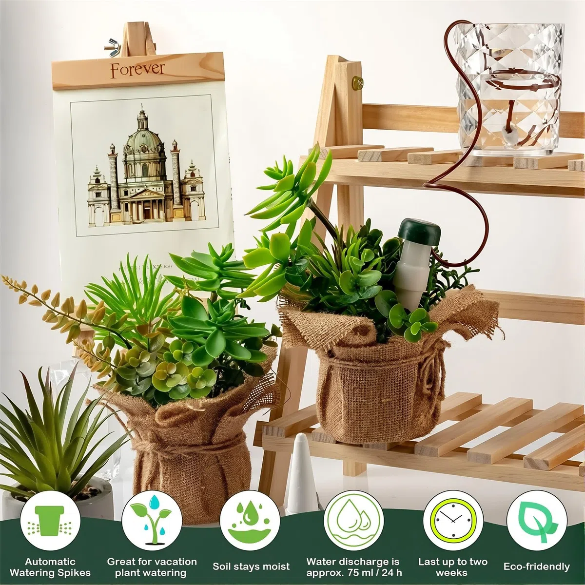 8 Piezas Picos Riego Plantas, Globos de Riego Automático para Plantas, Sistema de Riego por Goteo, Set Autorriego para Macetas, Bolas de Riego para Plantas de Interior y Exterior