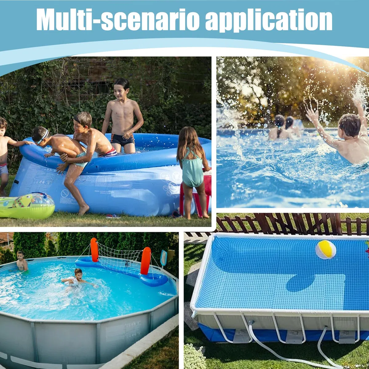 YJSDDNTY1.2x1.2m Cojín de Aire para Piscina de Invierno, cojín de Piscina Hinchable para la mayoría de Tipos de Piscinas, con Cuerdas de 15 m, cojín de Invierno para Piscina Azul