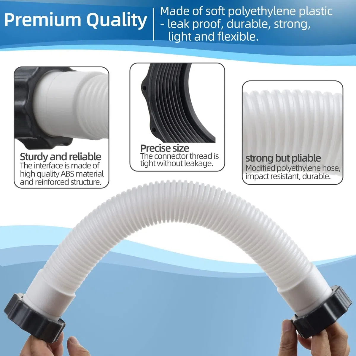 Manguera de Repuesto para Filtro de Piscina, Manguera de Piscina 38 mm,Manguera de Repuesto para Bomba de Piscina,Manguera de repuesto para piscina,adecuada para bomba de filtro y filtro de arena