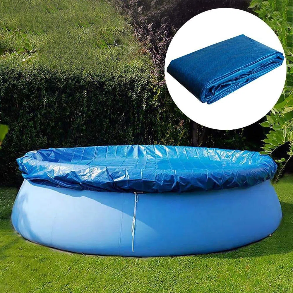 Ostop Cubierta para Piscina Redonda Diámetro 183 cm, Lona Inflable PVC Cubierta de Piscina Impermeable Antipolvo Prueba De Polvo y Viento,Bloquear Las Hojas Paño de la Piscina con Amarres de Cuerda