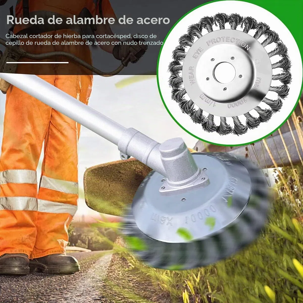 Cepillo profesional para desbrozadora, recortador de malas hierbas para jardín, cepillo de acero y alambre para desbrozadora