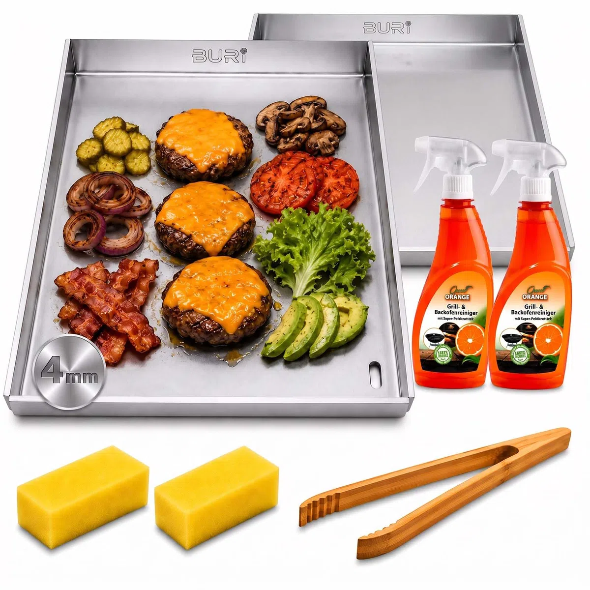 BURI Juego de 2 planchas de 30 x 37 cm, compatible con Char-Broil EVOLVE Gas 330/440