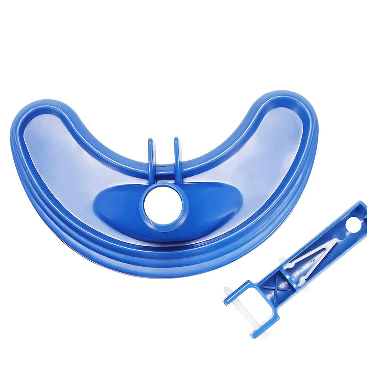 Tradineur - Limpiafondos de Piscina, Cepillo Limpiador de Fondos Manual Azul 14 x 26 x 13 cm, conexión de Manguera 32 mm diámetro, para Mango telescópico