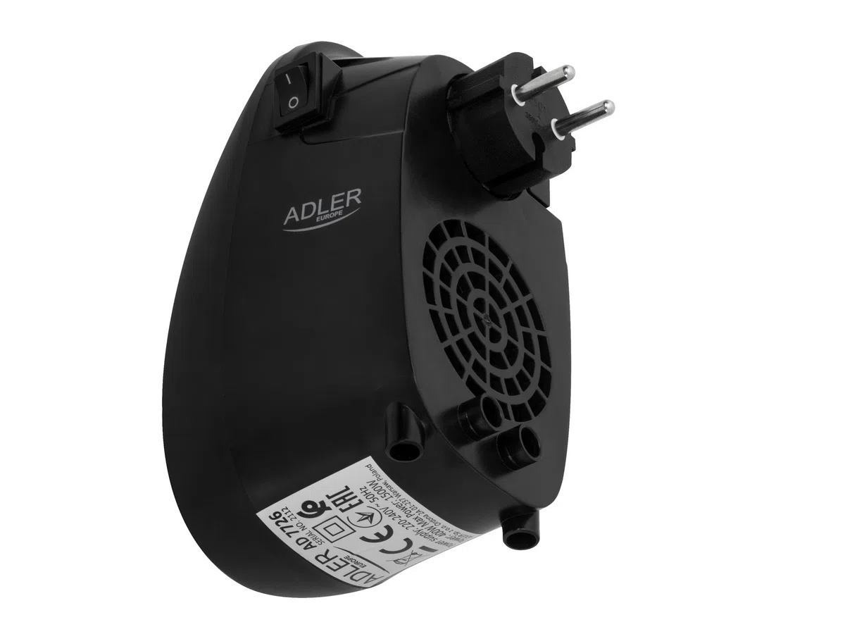 Adler AD7726 Mini Calefactor Portátil Cerámico sin Cable, Regulador de Temperatura 15-35ºC, Pantalla LED, Temporizador 12 h, Bajo Consumo, Camping, Oficina, Silencioso, 1500W
