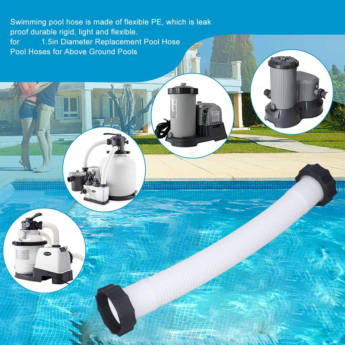 Manguera de Repuesto para Bombas de Piscina de 1,5 Pulgadas de Diámetro para Bomba de Piscina Enterrada, Mangueras de Piscina para Bombas de Filtro, Bombas de (0,4 m)