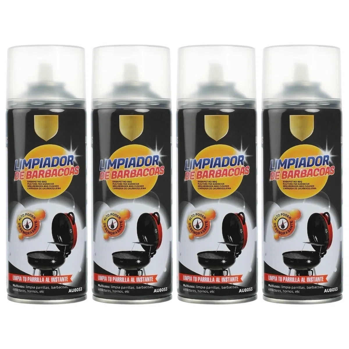 H HANSEL HOME Spray de Limpieza Profesional para Parrilla, Horno y Barbacoa - Potente Eliminador de Grasa y Suciedad - 400ml, 4 Unidades