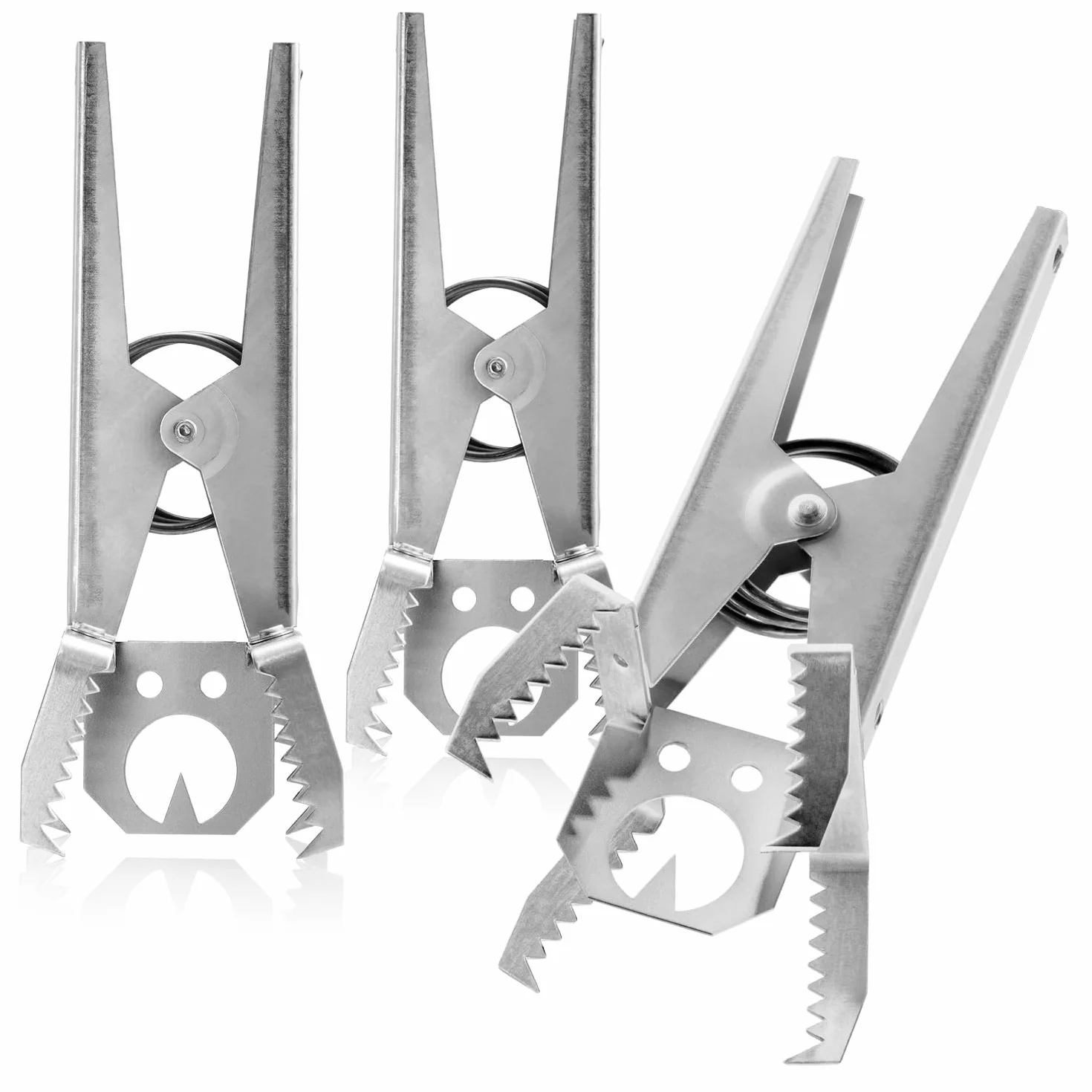 com-four® 3 trampas para Topos o roedores con Placa de Ajuste, Placas de Repuesto de Chapa galvanizada para el jardín (03 Piezas - alicates + Bandeja Cebo)
