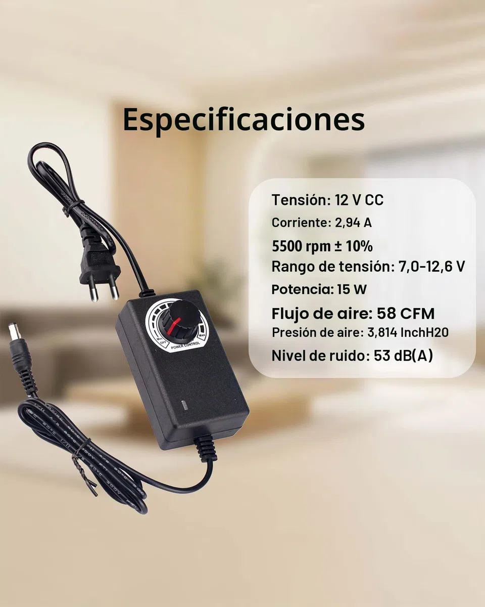 Ventilador radial regulable de 12 V con salida de aire: turbina, ventilador de 220 V, ventilador con regulador de velocidad para camping, barbacoa, refrigeración, ventilación, estufa inflable