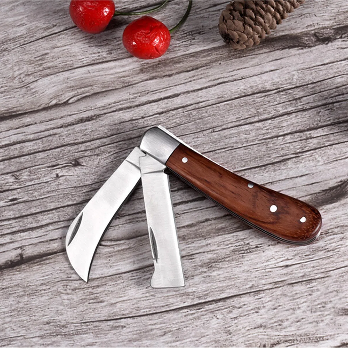 Cuchillo de Injerto, Cuchillas Dobles para Injerto, Cuchillo de Jardín, Cuchillo de Injerto de Acero Inoxidable, Cuchillo para Jardinería, para Injertar Malas Hierbas, Arbustos y Ramas