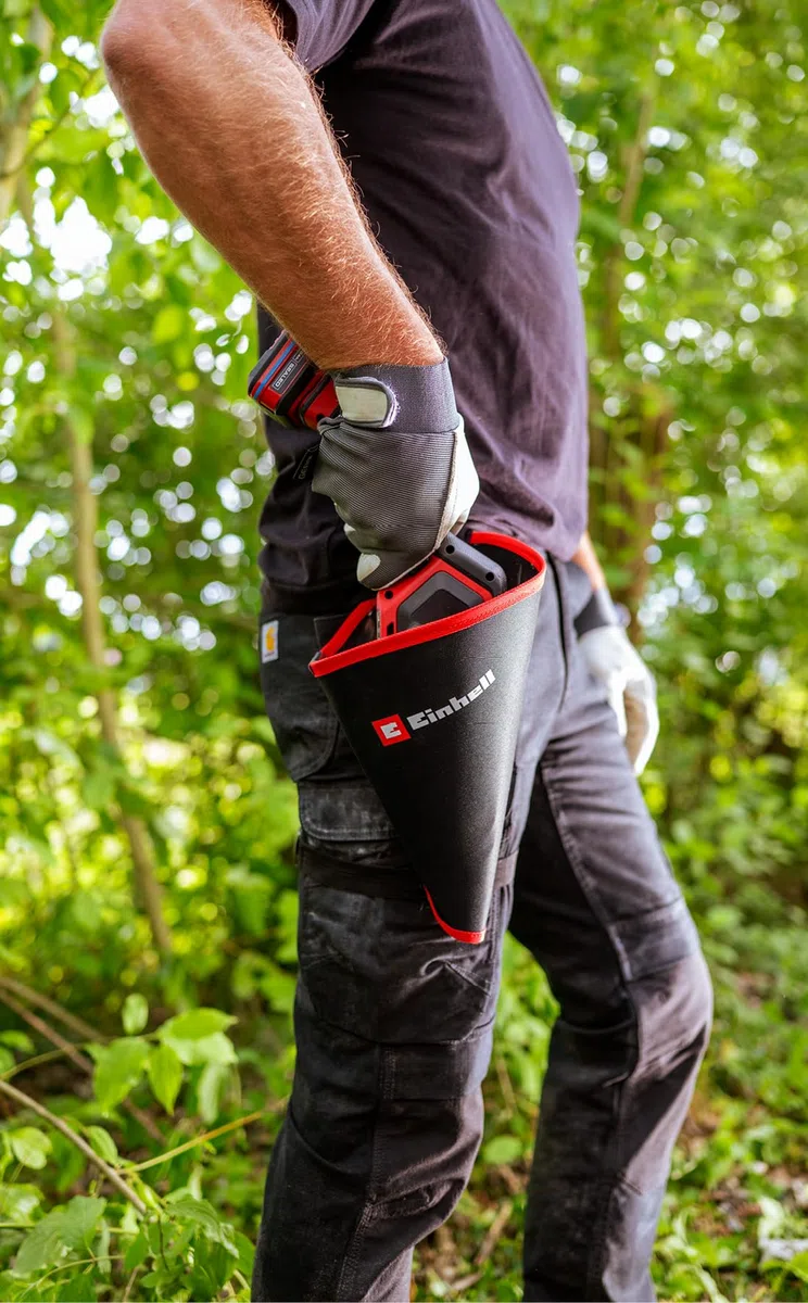 Original Einhell funda (accesorio de motosierra para ramas, riñonera para Einhell motosierra para ramas GE-PS 18/15 Li BL, soporte de cinturón, estructura interior reforzada, correa de pierna)