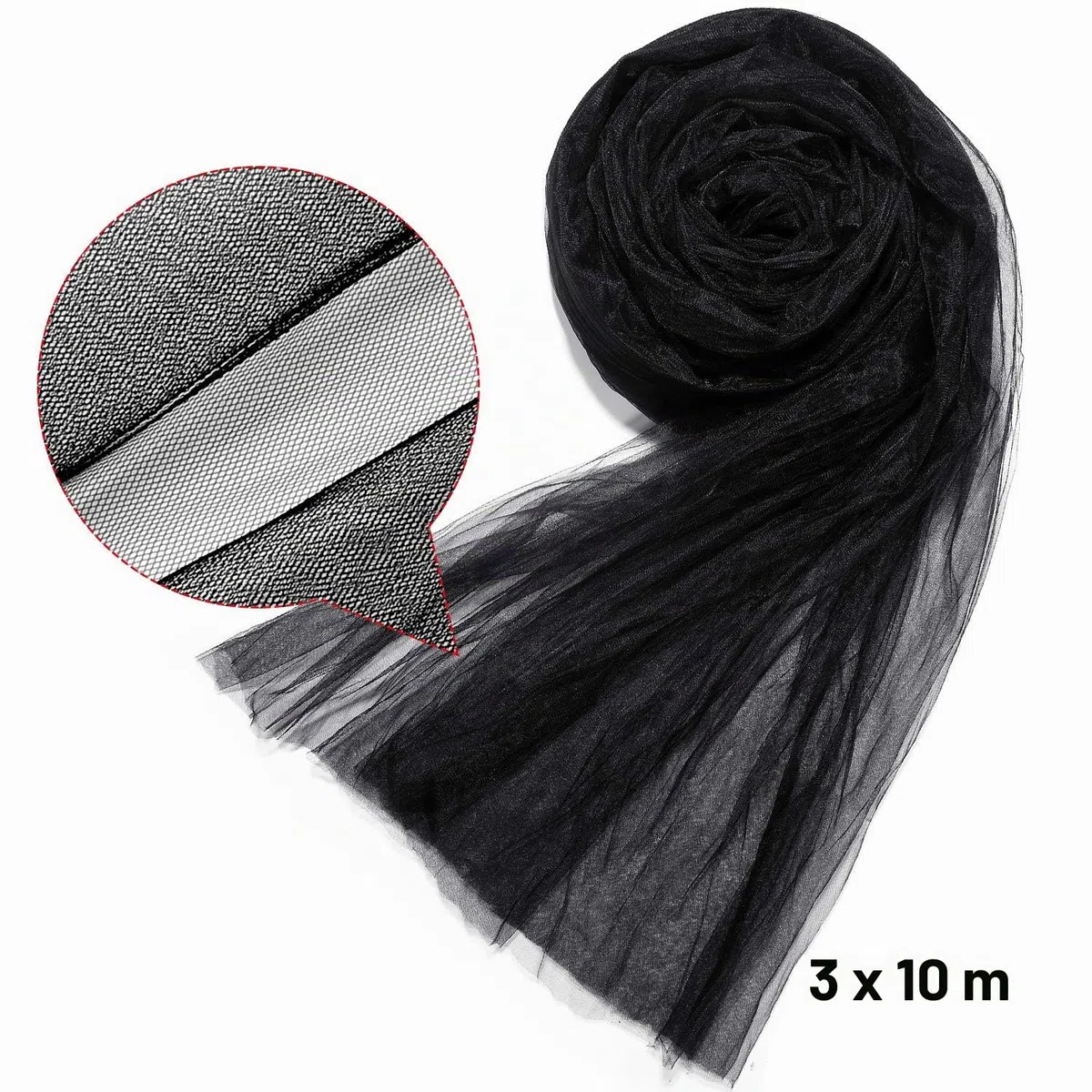 Zonon Red de Malla para Insectos para jardín, Barrera para pájaros, Caza, protección ciega de Plantas (Negro, 10 x 32.8 pies)
