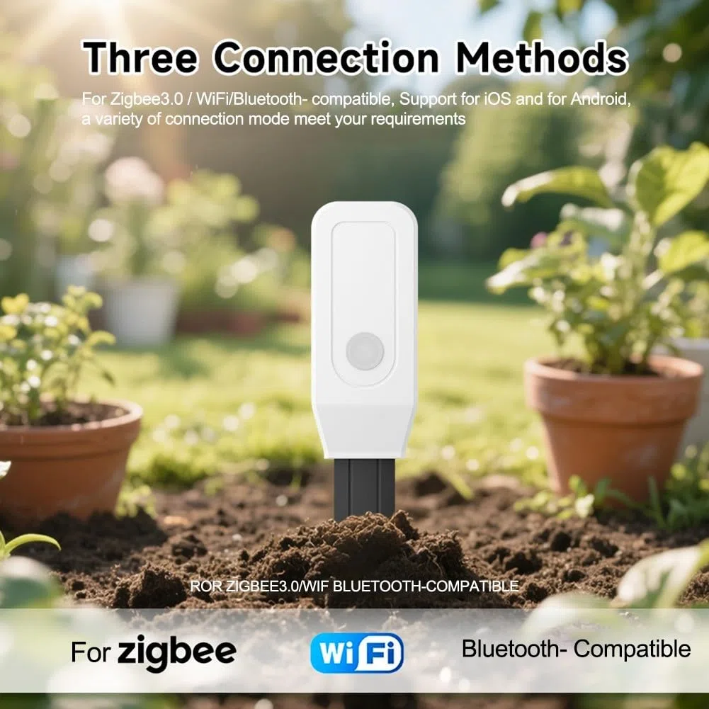 Medidor de humedad del suelo, higrómetro WiFi, sensor de humedad, para patio, granja, jardín, plantas de césped interior y exterior, 18 x 3,5 x 2,4 cm (para Zig-bee)