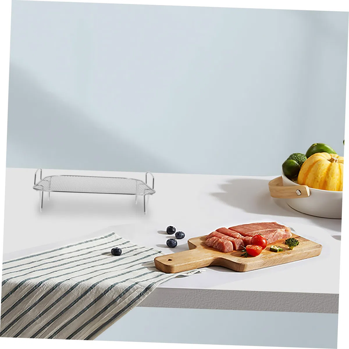 Rejilla para Freidora De Aire del Horno Acero Inoxidable Multifuncional para Cocinar Al Vapor y Asar, Compatible Freidoras, Uso Doméstico y Barbacoa,