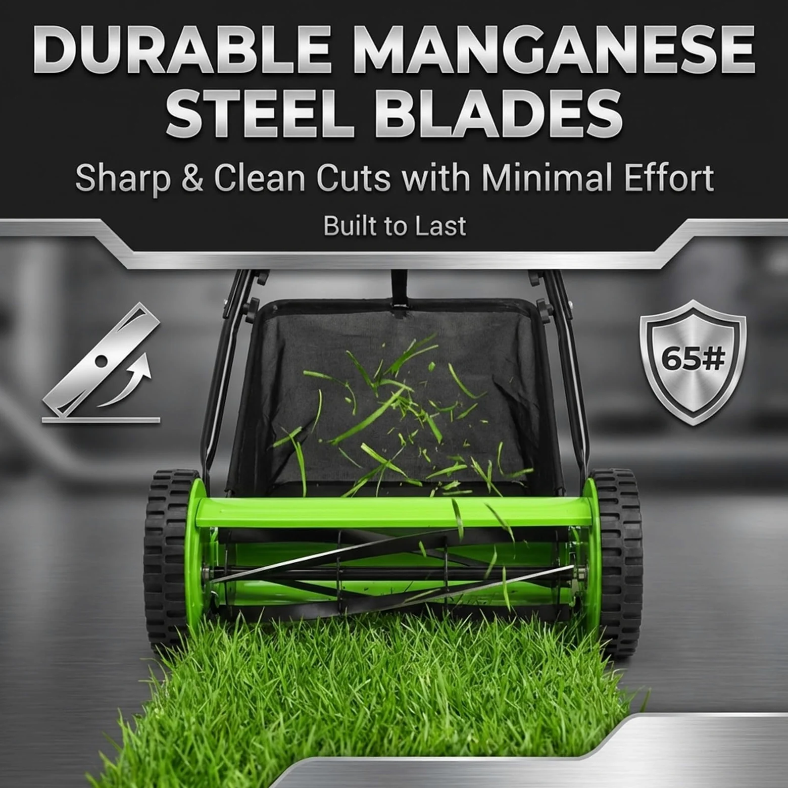 Cortacésped manual, recogedor de césped, cuchillas de acero al manganeso, altura ajustable de 17 a 33 mm, ideal para pequeños jardines y parques, cuidado eficiente del césped