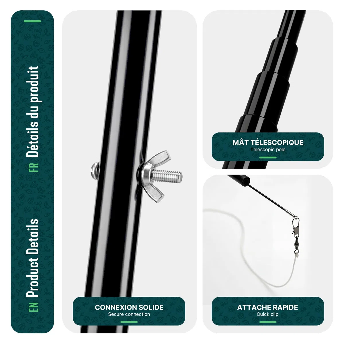 VOUNOT® Espantapájaros Cometa Voladora Cultivos Protector de Aves Halcón Ahuyentador Aves Palomas para Exterior Jardín Patio Granja Huerto Repelente Visual Pájaros con Poste Telesc. 4m y 2 Cometas A&G