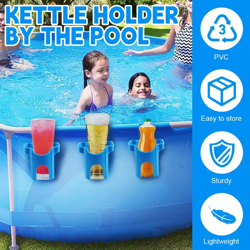 Portavasos De Piscina, 4 Piezas Portavasos Junto A La Piscina, Portavasos Piscina Desmontable, Soportes De Plástico para Vasos De Piscina para Colocar Objetos Pequeños en el Borde de la Piscina