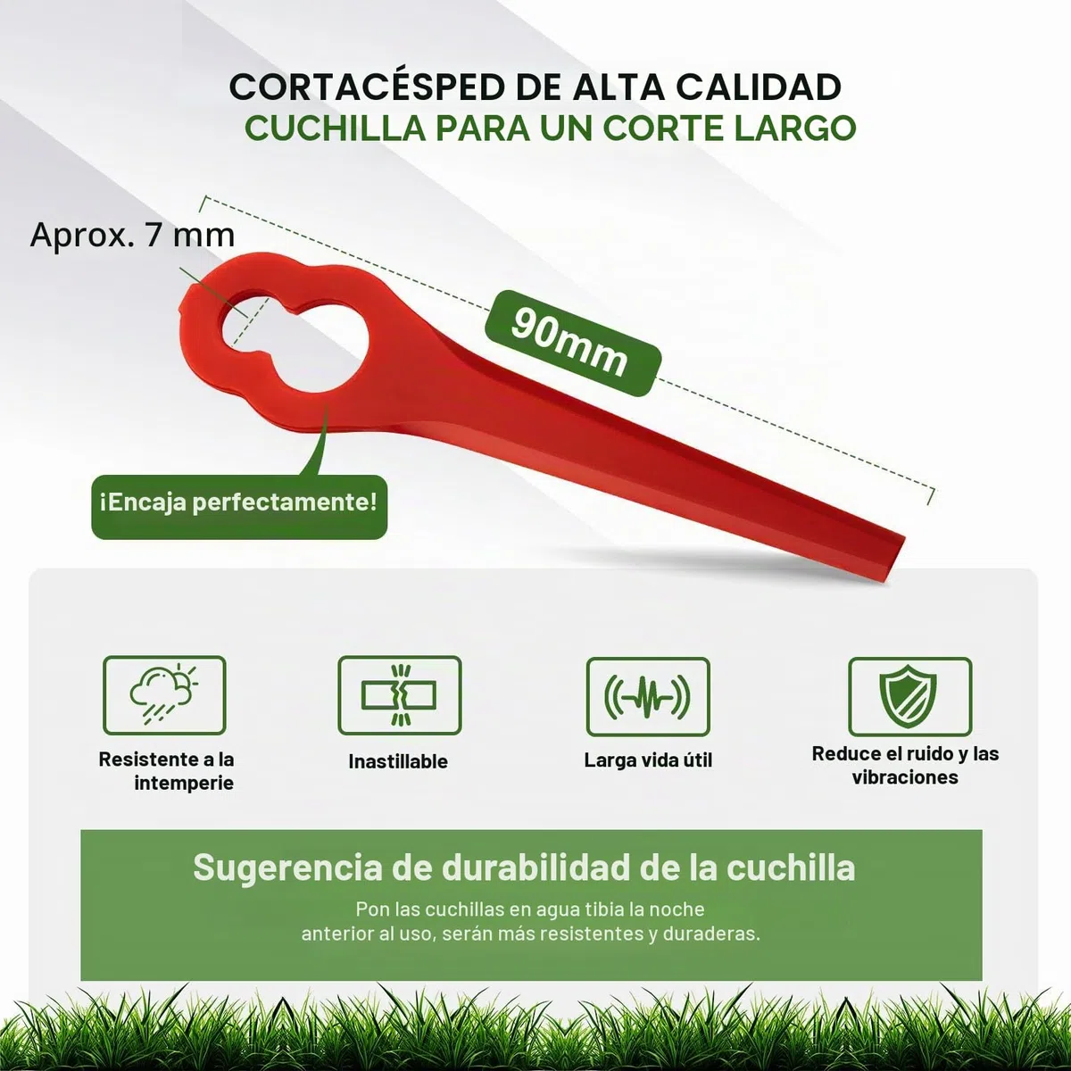 100 piezas cuchillas de repuesto compatibles para cortacésped Einhell cuchillas de repuesto cortabordes de plástico…