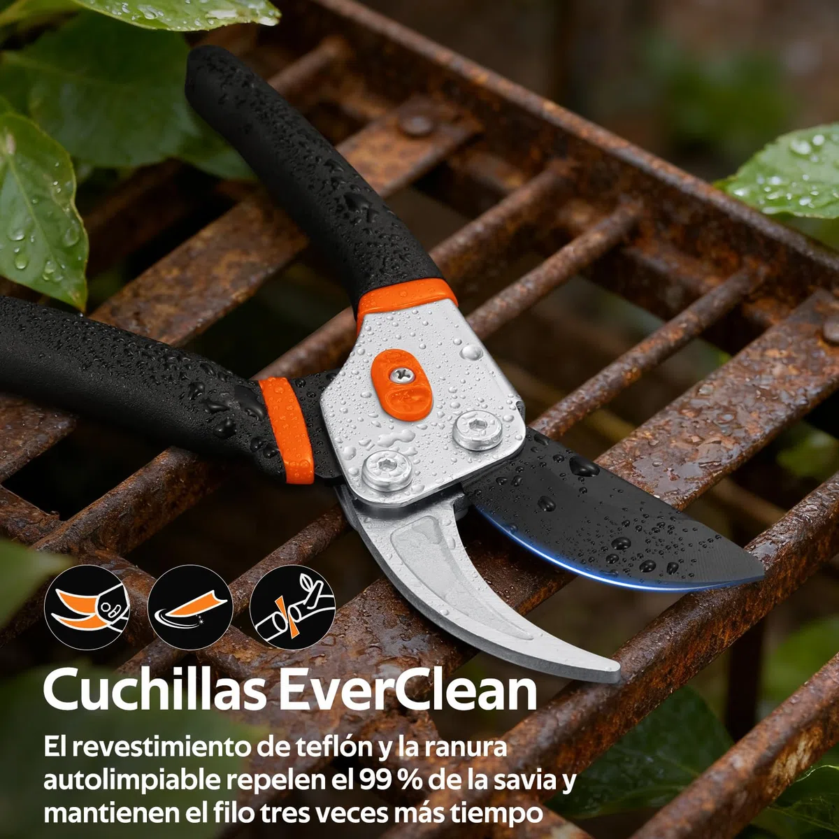Tijeras de Poda Bypass 21,5 Cm – con Cuchillas SK5, Muelle Sellado Y Seguro Ambidiestro para Manos Débiles, las Tijeras de Jardinería Profesionales para Rosales Y Árboles Frutales – Regalo