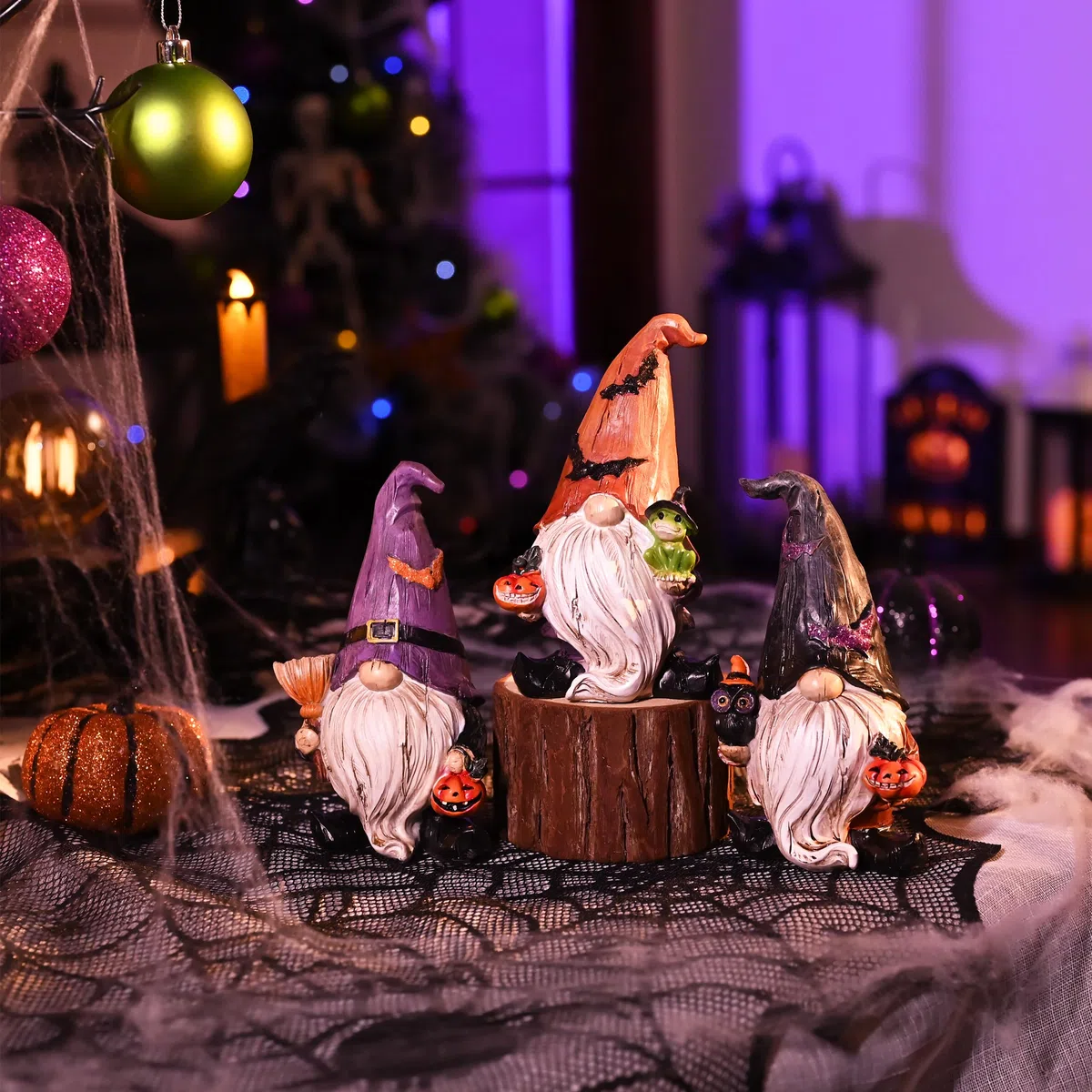 Valery Madelyn Juego de 3 adornos de Gonks para decoración de jardín, gnomos de Halloween para el hogar, sala de estar, mesa al aire libre